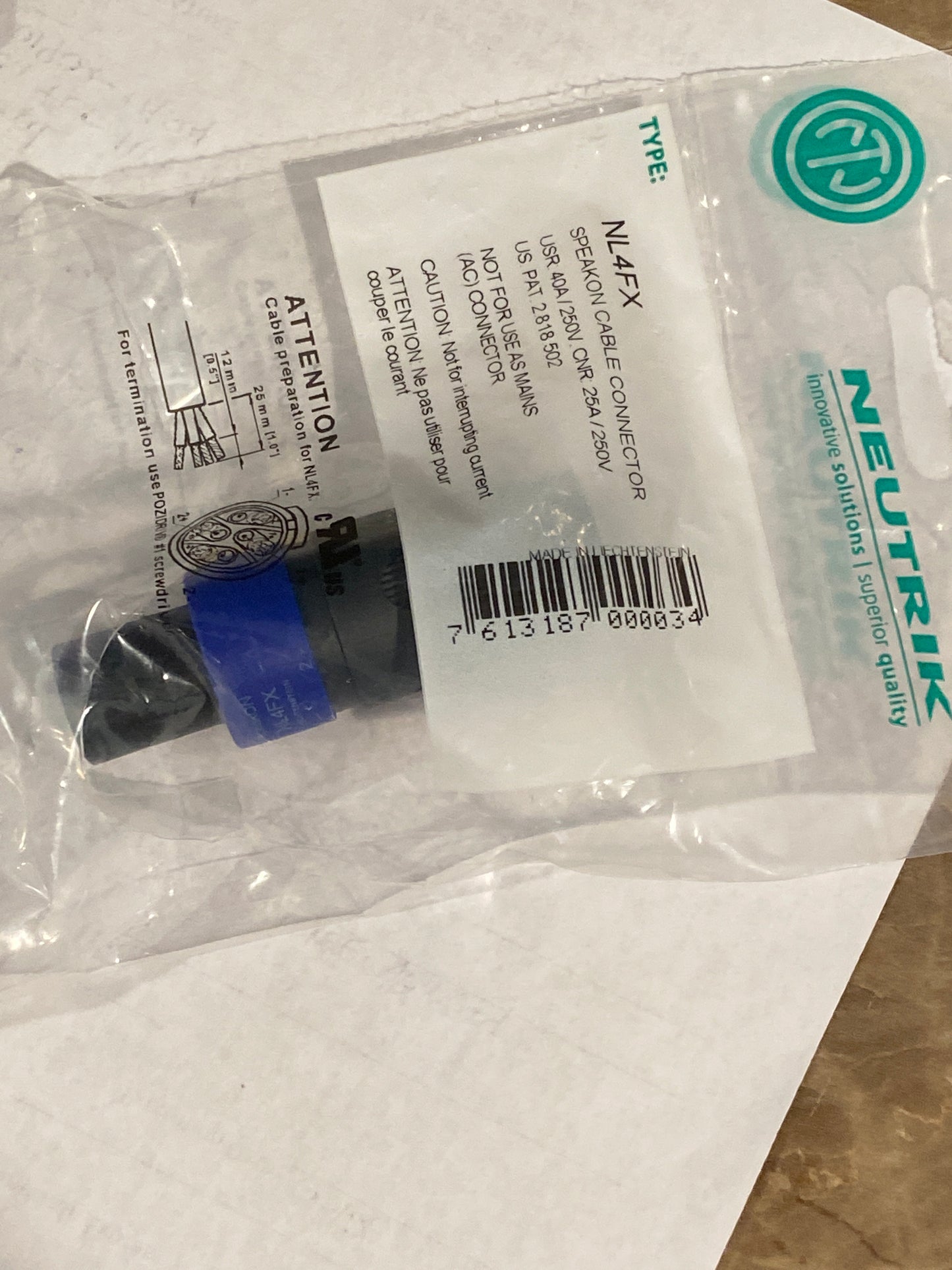Neutrik NL4FX speakON Female 4 Pole Cable