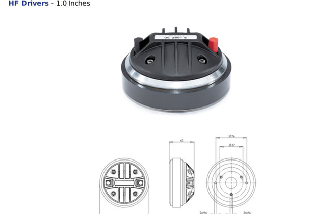 B&C DE250TN 1" Titanium Compression Driver 8-Ohm 2/3-Bolt w/ Horn LA-WG10