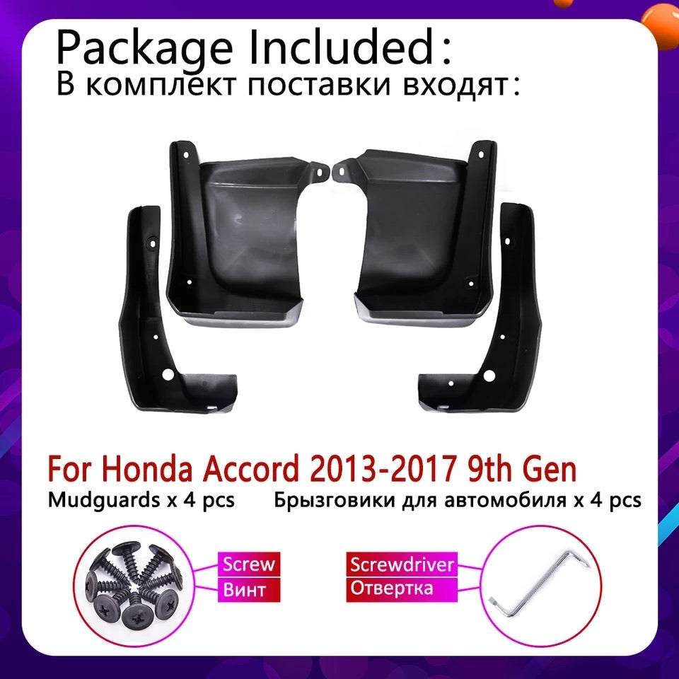 Car Mudguards For Honda Accord 2013 ~ 2017 Mud Flaps Splash Guards Mudguard Accessories 2014 2015 2016 9th 9 Gen 4pcs